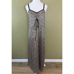 Vintage Diane Von Furstenberg Women's M Leopard Print Long Nightgown Slip Dress